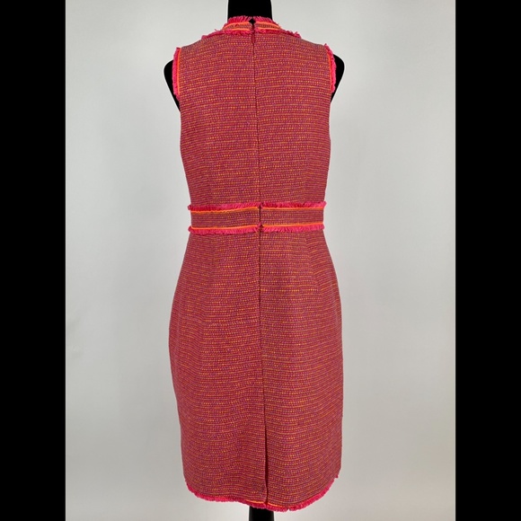 J.Crew NWT Sheath Dress Neon Fringe Tweed Knee L. - Picture 3 of 7